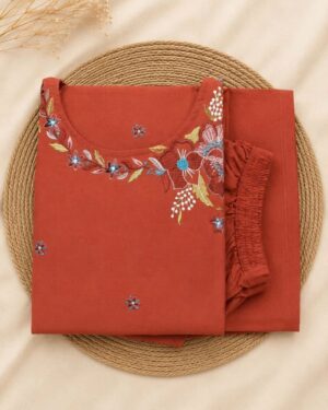 red elegant floral kurtha