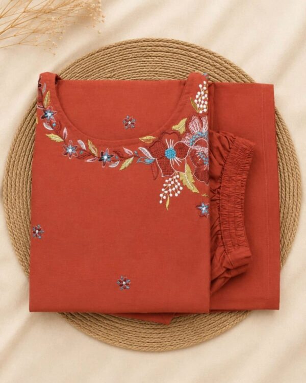 red elegant floral kurtha
