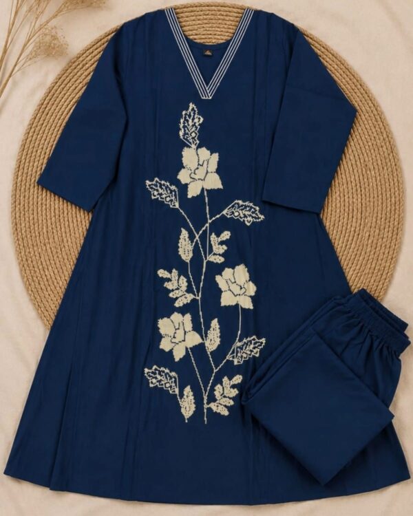 navy blue printed kurtha