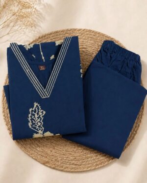 navy blue printed kurtha