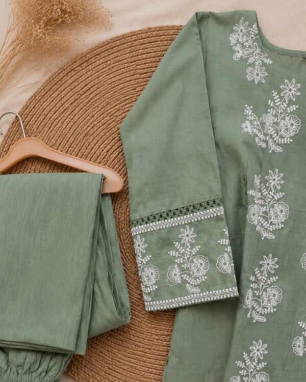 sage green embroidered co ord set