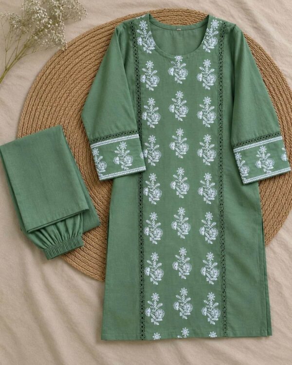 sage green embroidered co ord set