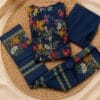 Navy Blue Floral Printed Pattern Kurthi Set