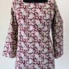 Short Kurti Maroon Paisley Lace-Up Cotton Top
