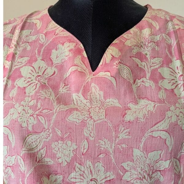 short kurti pink with floral print