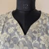 Soft Grey with Ivory Floral Print Cotton short kurti