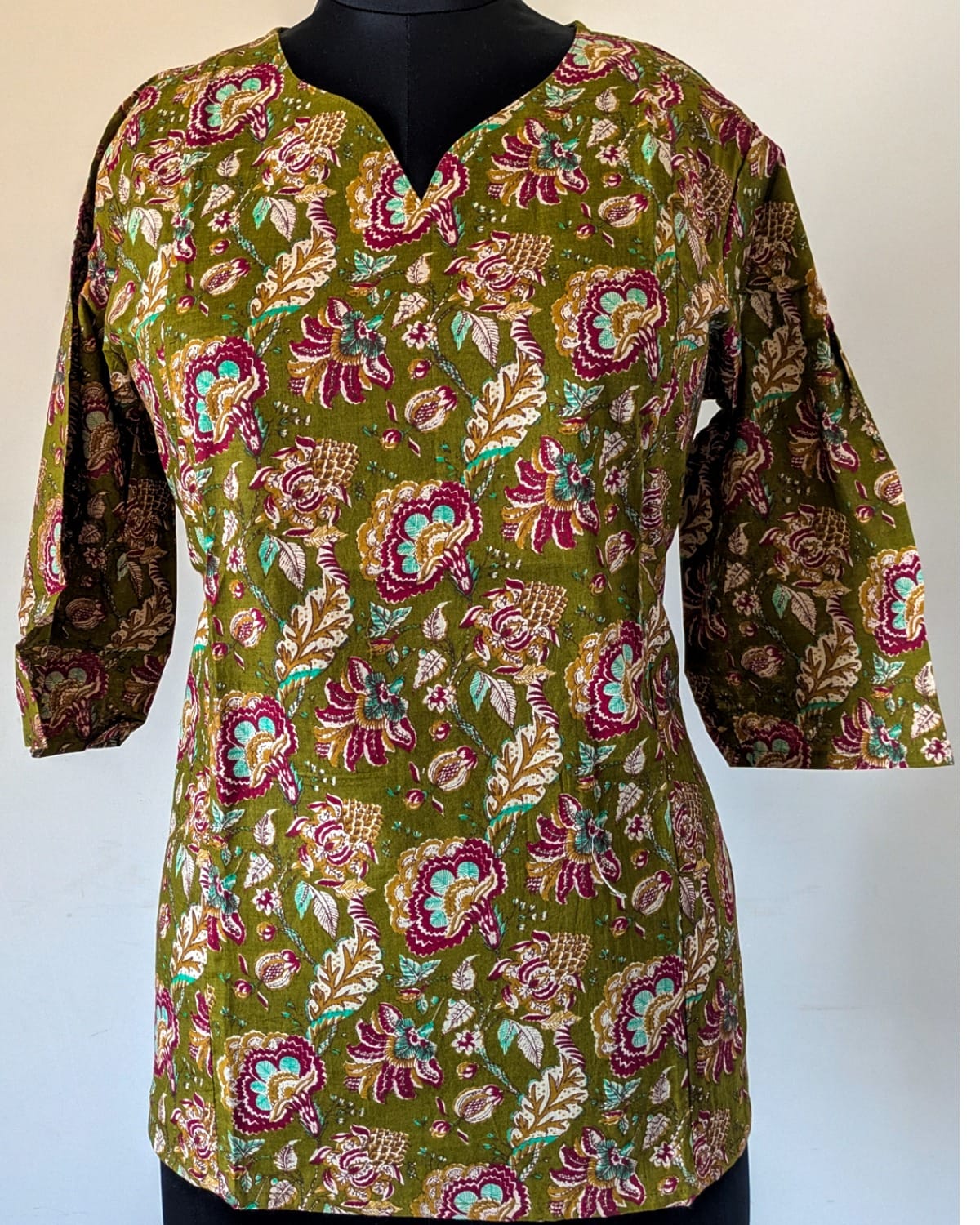 olive green short kurti