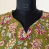 Olive Green with Multicolour Floral Print short kurti