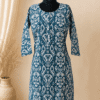 Teal Blue & Ivory White travel wear Cotton Kurti