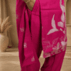 Rani Pink Floral Printed Kurta Pant Set