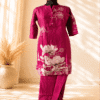 Rani Pink Floral Printed Kurta Pant Set
