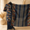 file_000000005fc47207927199a47b520254 Navy Blue Floral Printed Pattern Kurthi Set