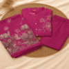 Rani Pink Floral Printed Kurta Pant Set