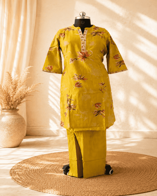 file_00000000859072078656d3cb8d78577d Mustard Yellow Floral Kurthi Pant Set With Dupatta