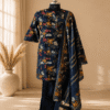 file_000000009cb872078af8492d7f98bec6 Navy Blue Floral Printed Pattern Kurthi Set