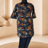 file_00000000f59c72078211d0c5a10acc3a Navy Blue Floral Printed Pattern Kurthi Set