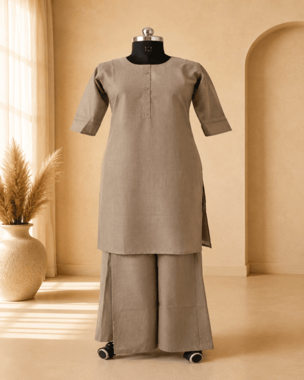 Beige colour palazzo cord set