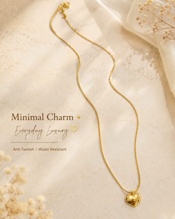 Minimal Heart Pendant Necklace – Anti Tarnish | Water Resistant